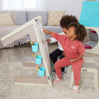 2-in-1 Easel and Art Table with Stools, Storage, and Paper Roll Clamp