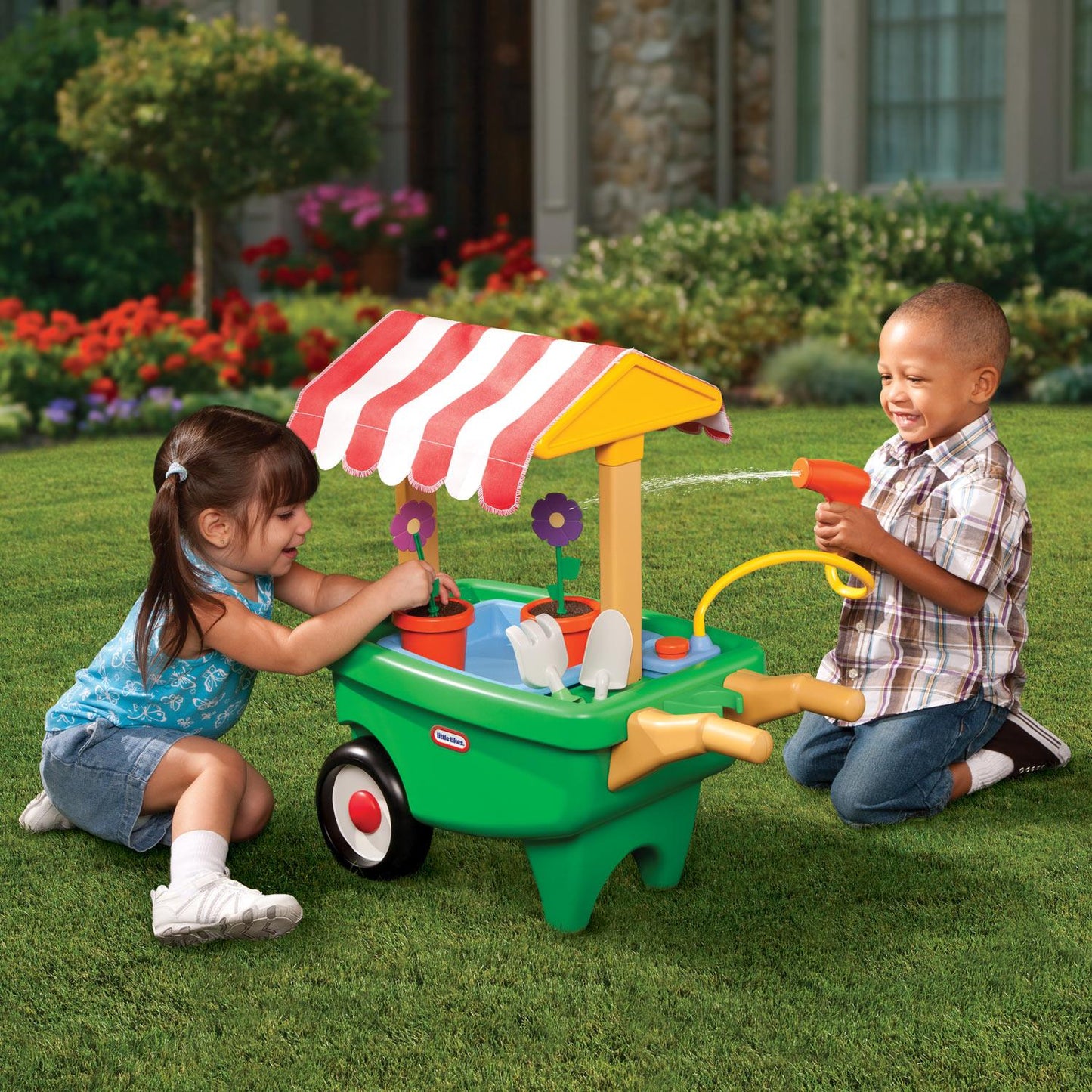 2-in-1 Garden Cart & Wheelbarrow  C Gardening Playset